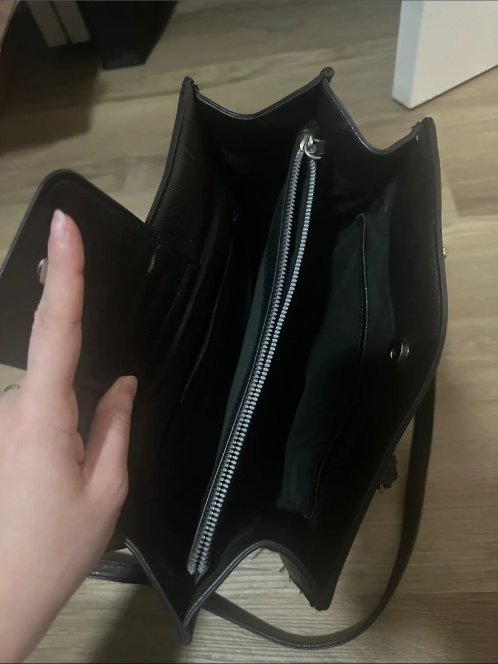 Nine West Black Structured Satchel with Detachable Strap